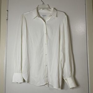 EQUIPMENT IVORY BUTTON DOWN LONG SLEEVE COLLAR BLOUSE SIZE MEDIUM